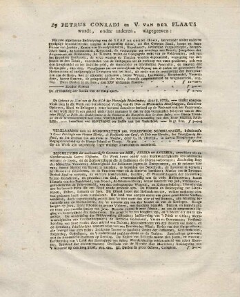By Petrus Conradi en V. van der Plaats wordt, onder anderen, uitgegeven: