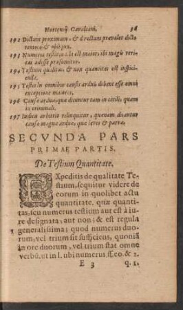 Secunda Pars Primae Partis. De Testium Quantitate.