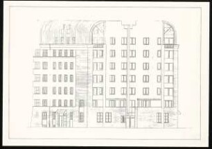 Wohnhaus und Gemeindehaus am Viktoria-Luise-Platz, Berlin-Schöneberg: Ansicht (Vorlage für Siebdruck)