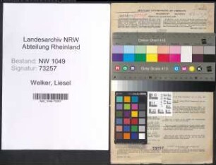Entnazifizierung Liesel Welker , geb. 12.02.1922 (Kontoristin)