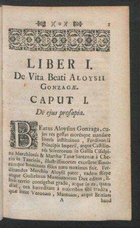 Liber I. De Vita Beati Aloysii Gonzagae