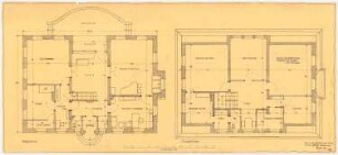 Wohnhaus für einen Freund, Grimma: Grundriss EG, OG 1:50
