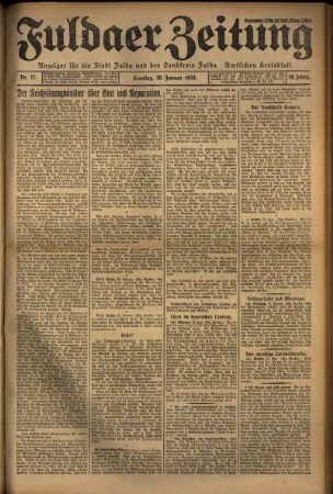 Erste Ausgabe vom Sonntag, den 20. Januar 1929.