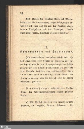 D. Nebennutzungen und Hauptnutzung