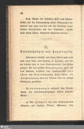 D. Nebennutzungen und Hauptnutzung