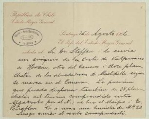 [9]: Karte des Estado Mayor General an Hans Steffen
