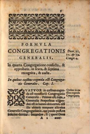 Formvlae Congregationvm In Qvarta Generali Congregatione Confectae, & approbatae