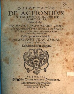 Disputatio De Actionibus In Factum Civilibus Et Praetoriis