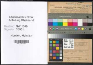 Entnazifizierung Heinrich Huetten , geb. 22.05.1907 (Bankkaufmann)