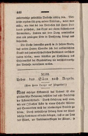 XLIII. Ueber das Säen nach Regeln