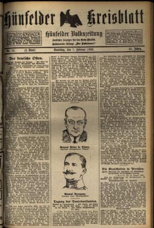 Zweite Ausgabe vom Samstag, den 01. Februar 1930.