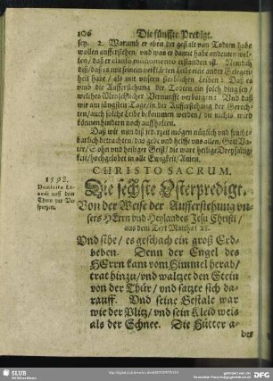 Die sechste Osterpredigt