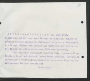 21 Kriegsnachrichten 2. Juni 1915