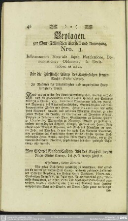 Beylagen. zur Chur-Cöllnischen Vorstell-und Anweisung