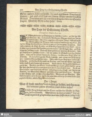 Am Tage der Erscheinung Christi