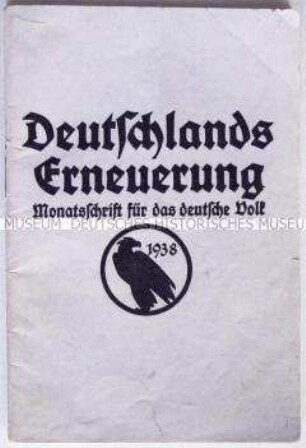 Kommunistische Tarnschrift mit einem Leitartikel von Wilhelm Pieck über den drohenden Krieg im Einband einer NS-Propagandaschrift