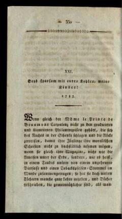 XXI. Seyd sparsam mit euren Kohlen, meine Kinder! 1783