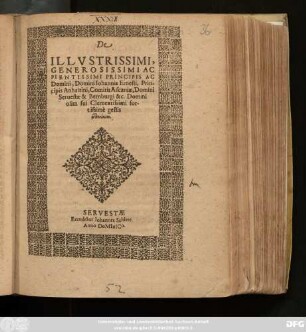 De Illustrissimi, Generosissimi Ac Pientissimi Principis Ac ... Domini Johannis Ernesti ... gestis epinikion