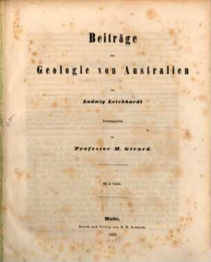 Beiträge zur Geologie von Australien