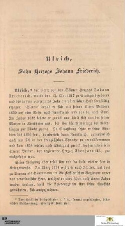 Ulrich, Sohn Herzogs Johann Friederich