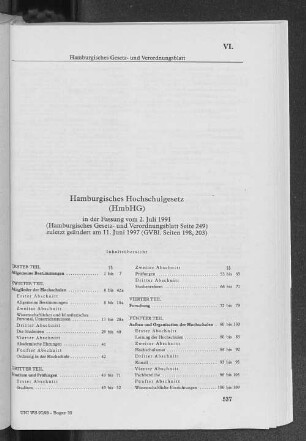 VI. Hamburgisches Hochschulgesetz (HmbHG)
