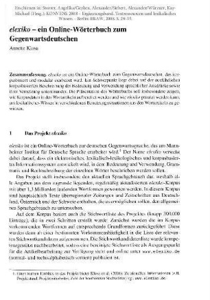 elexiko – ein Online-Wörterbuch zum Gegenwartsdeutschen