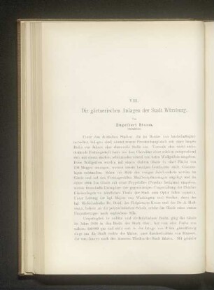 VIII. Die gärtnerischen Anlagen der Stadt Würzburg