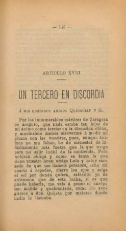 Artículo XVIII. Un tercero en discordia