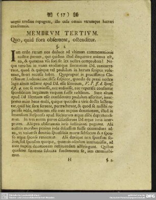 Membrum Tertium. Quo, quid fora obseruent, ostenditur