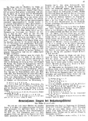 Gemeinsames Singen bei Bestattungsfeiern!