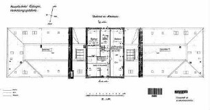 Tübingen Hbf: Empfangsgebäude Verwaltungsgeb.Mittelbau Grundrisse DG, Draufsicht Dach, el.Leit.