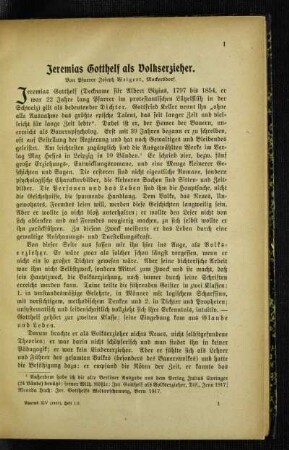 Jeremias Gotthelf als Volkserzieher