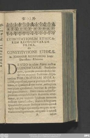 Exercitationum Ethicarum Recognitarum ...