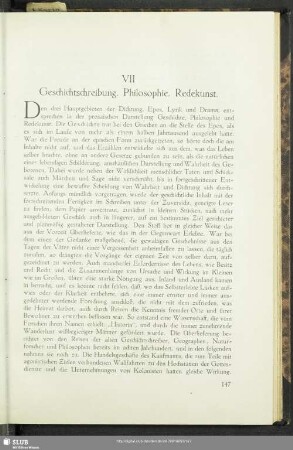 VII. Geschichtschreibung. Philosophie. Redekunst