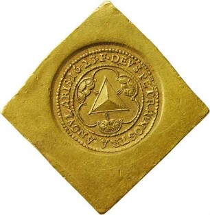 10 Dukaten (Klippe) - Notmünze aus der Zeit der Belagerung durch die Truppen der Katholischen Liga unter Feldmarschall Tilly im Dreißigjährigen Krieg
