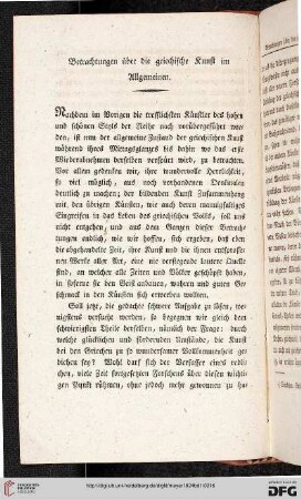 Betrachtungen über die griechische Kunst im Allgemeinen
