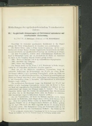 Mittheilungen der agrikulturchemischen Versuchsstation Dahme