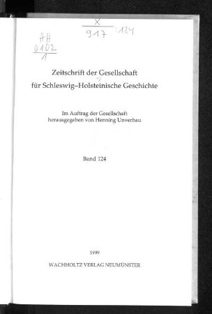 124.1999: Zeitschrift der Gesellschaft für Schleswig-Holsteinische Geschichte