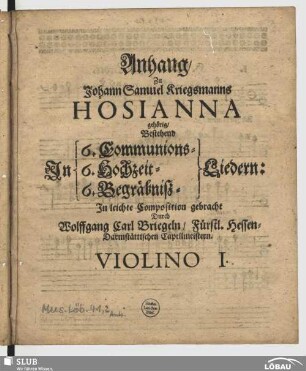 Anhang zu ...Kriegsmanns Hosianna