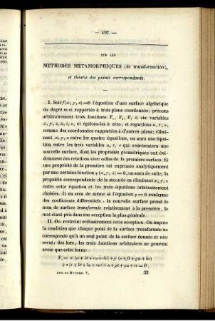 Sur les méthodes métamorphiques.