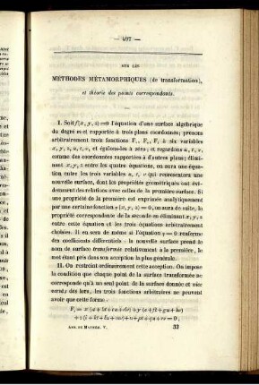 Sur les méthodes métamorphiques.