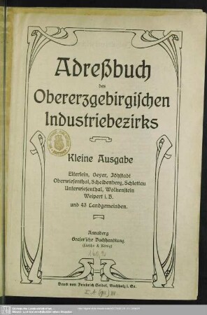1910: Adreßbuch des obererzgebirgischen Industriebezirks