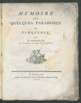 Mémoire Sur Quelques Paradoxes En Eloquence
