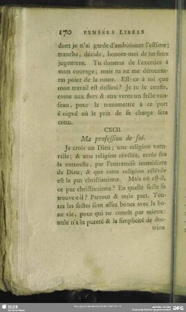 CXCII. Ma profession de foi