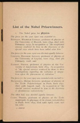 1. The Nobel prize for physics