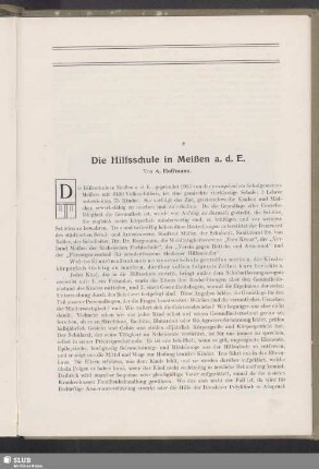 Die Hilfsschule in Meißen a. d. E.