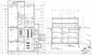 Stuttgart Hbf: Neubau Basagebäude - Schnitt Achse 14/15 Nebengeb.