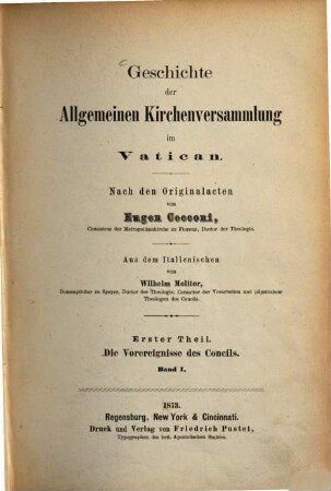 Geschichte der Allgemeinen Kirchenversammlung im Vatican, 1,1. Die Vorereignisse des Concils; 1