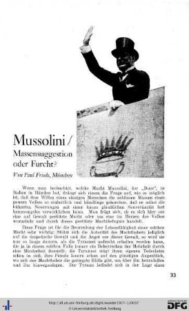 Mussolini, Massensuggestion oder Furcht?