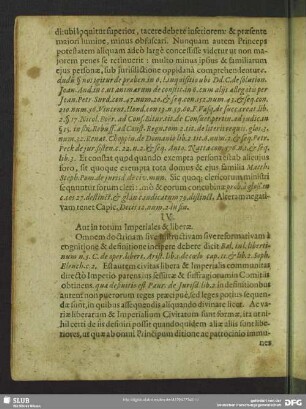 IV. Aut in totum Imperiales & liberae